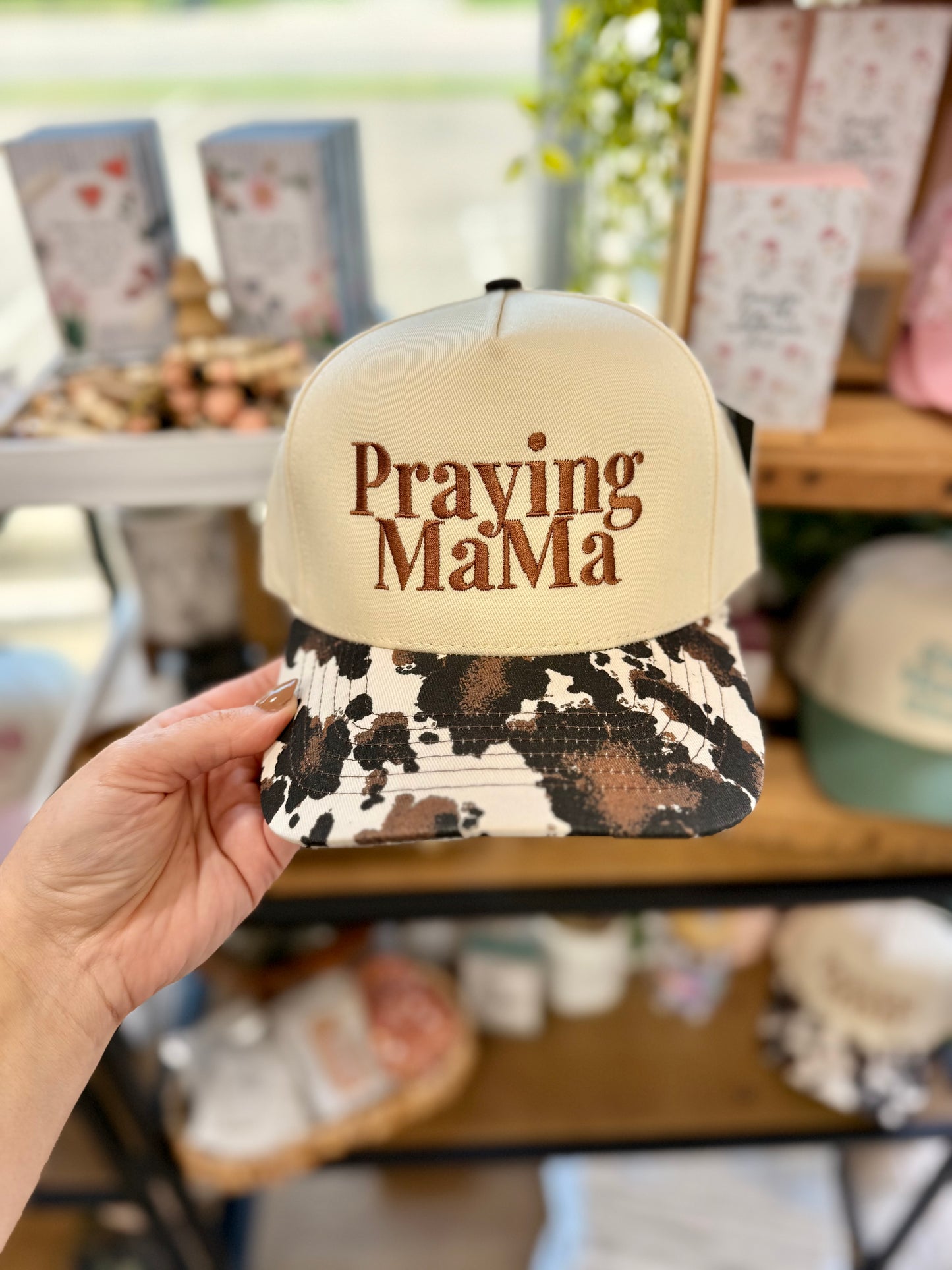 praying mama cow print hat