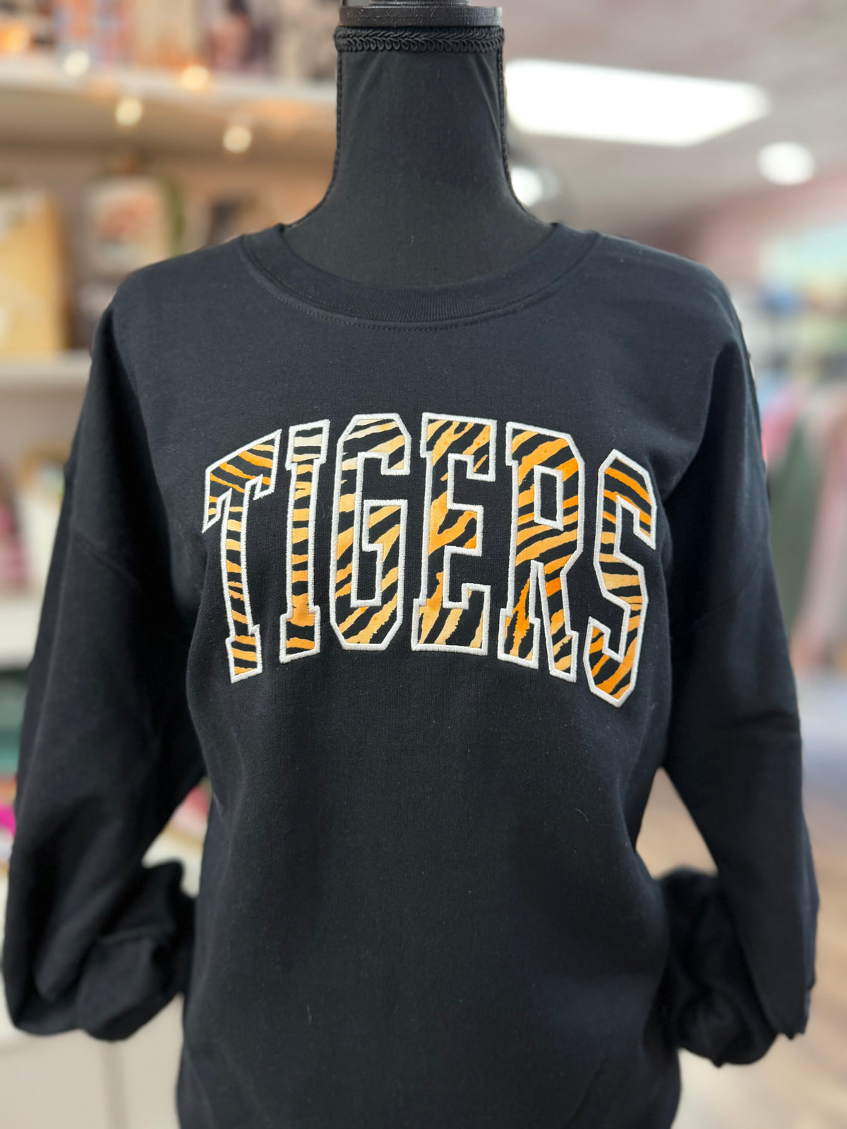 tiger print appliqué tigers - embroidered sweatshirt
