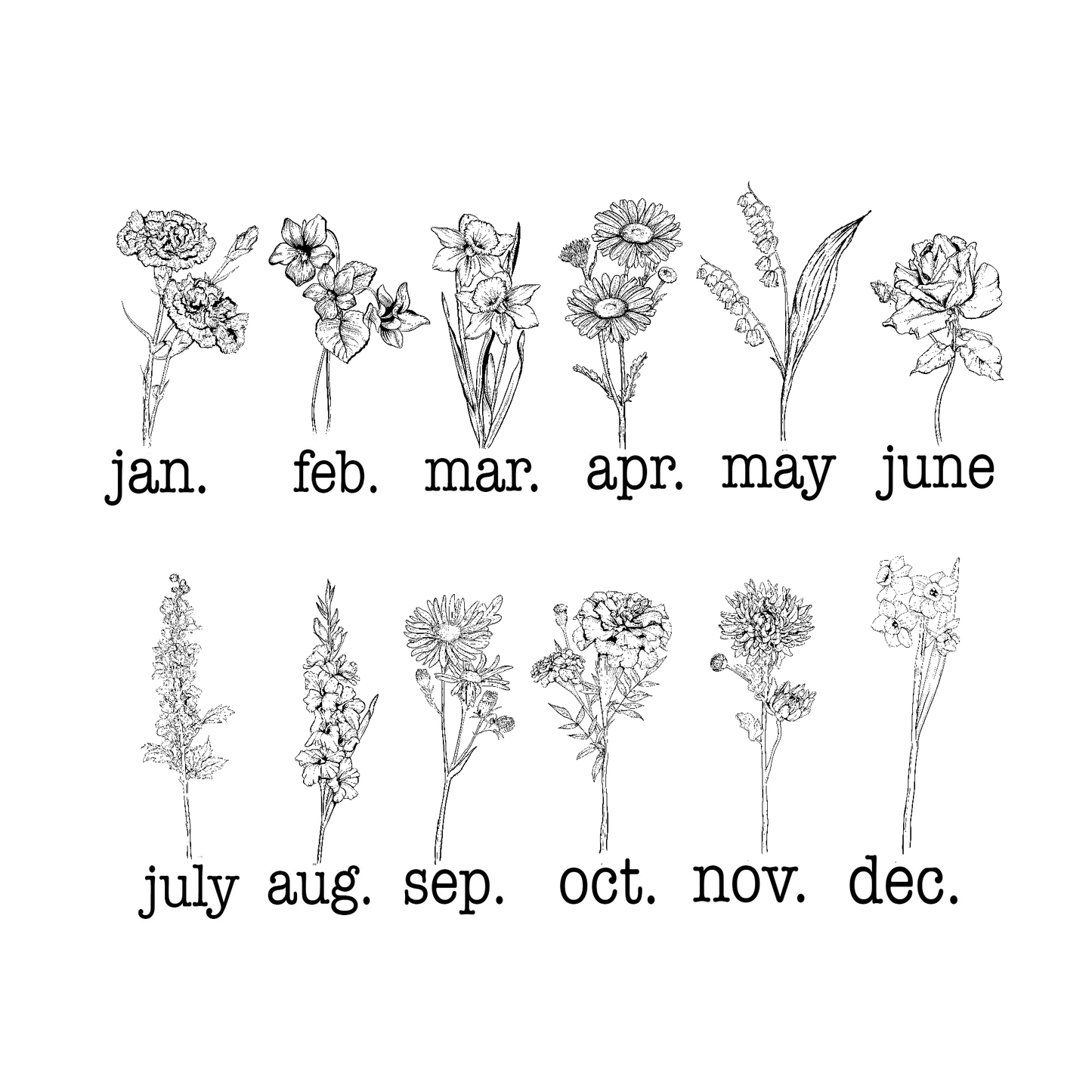 birth flower and children's name crewneck - solid color outline