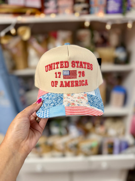 United States of America patchwork hat