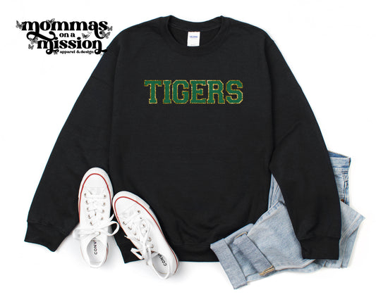tigers in green faux chenille