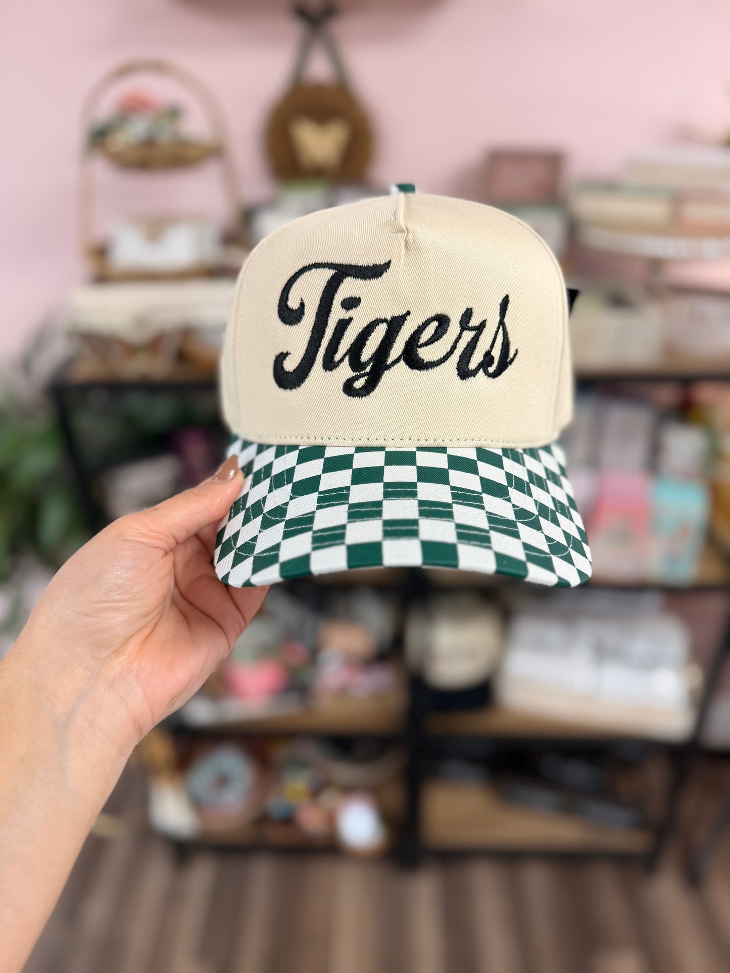 tigers embroidered checkered hat