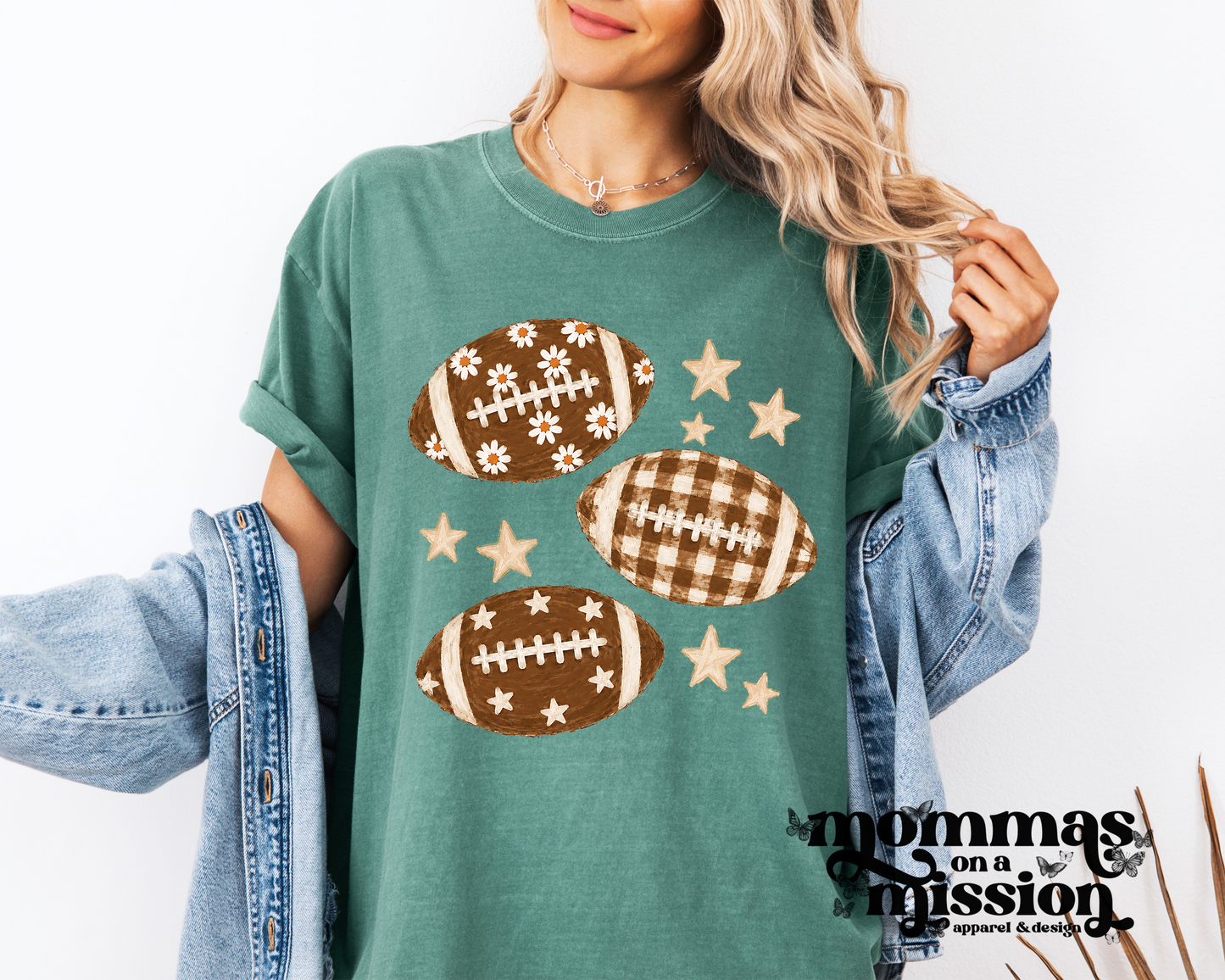patterned footballs and stars