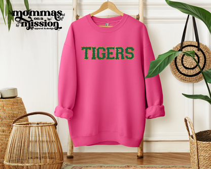 tigers in green faux chenille