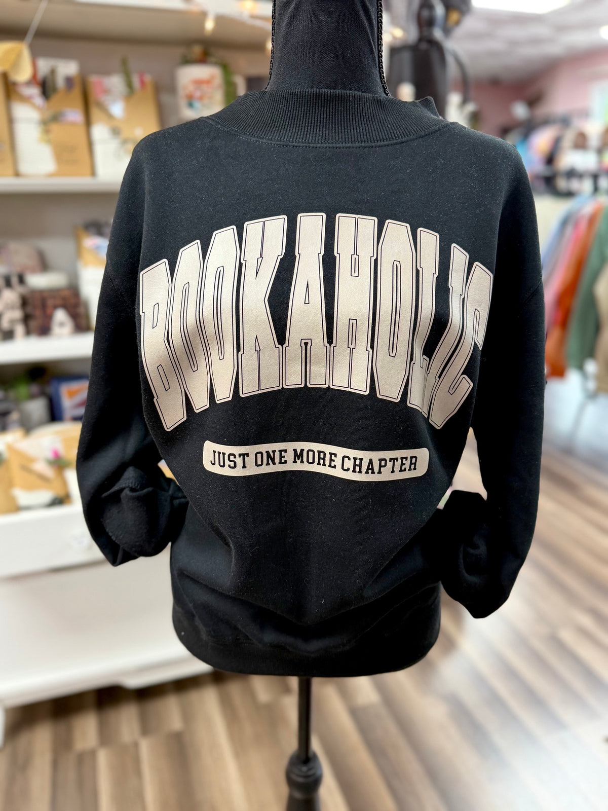 bookaholic mock neck crewneck