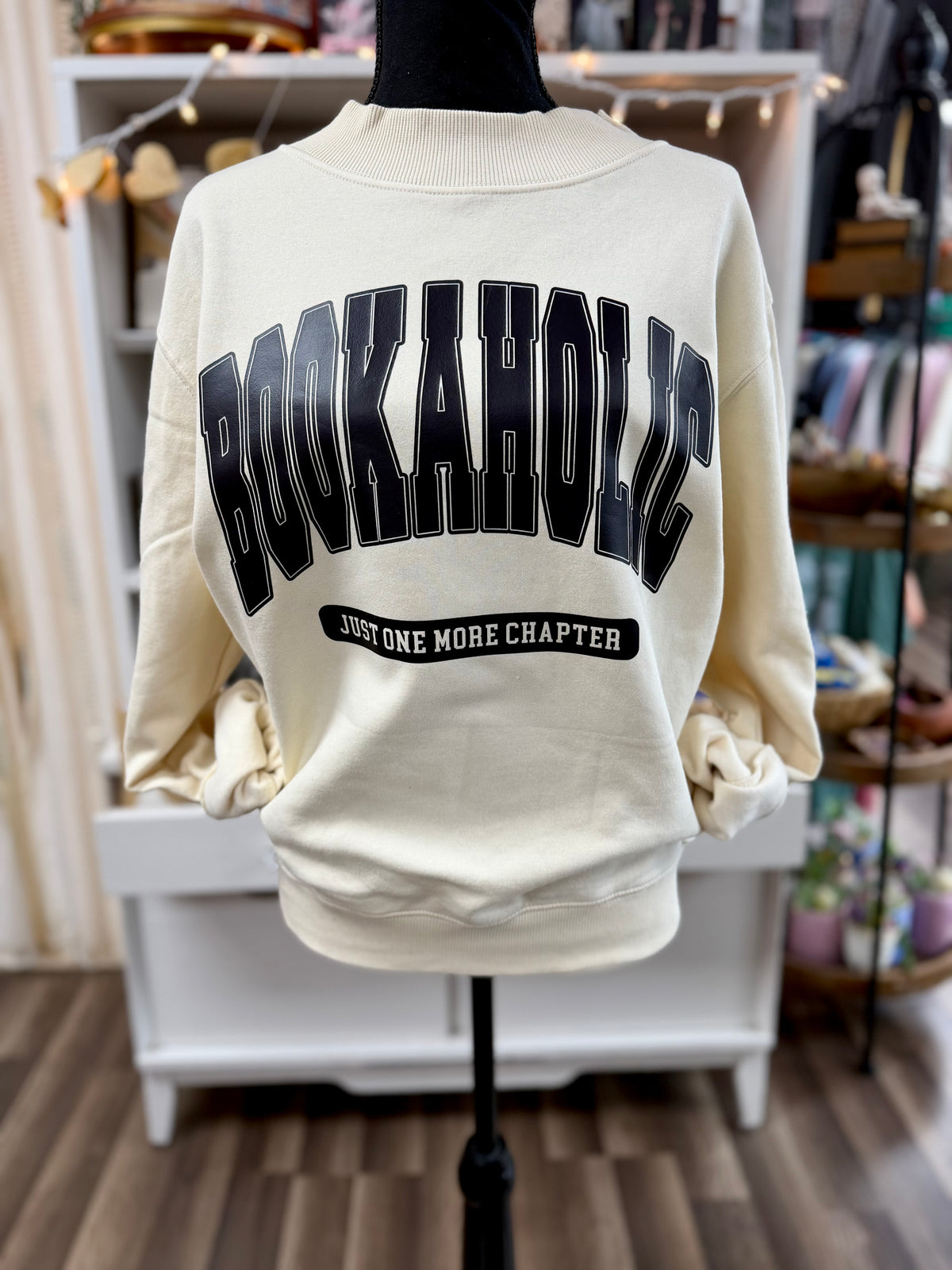 bookaholic mock neck crewneck