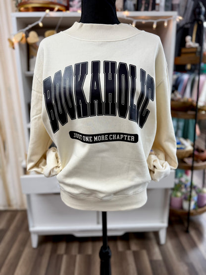 bookaholic mock neck crewneck