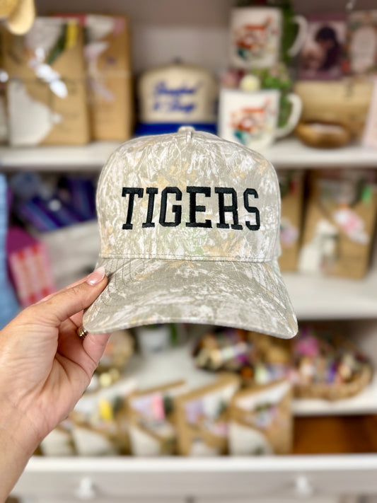 tigers block embroidered light camo hat