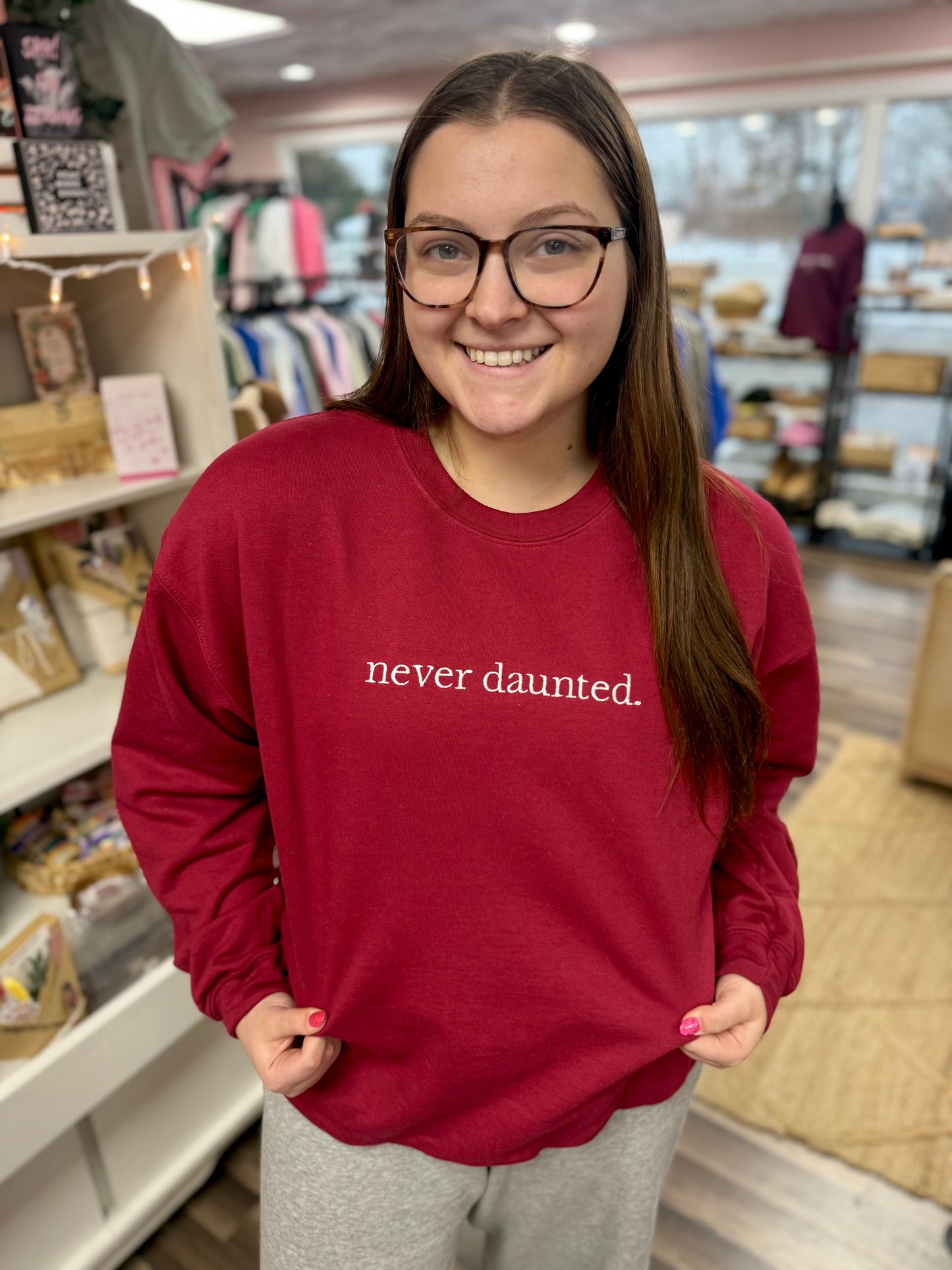 never daunted - embroidered sweatshirt