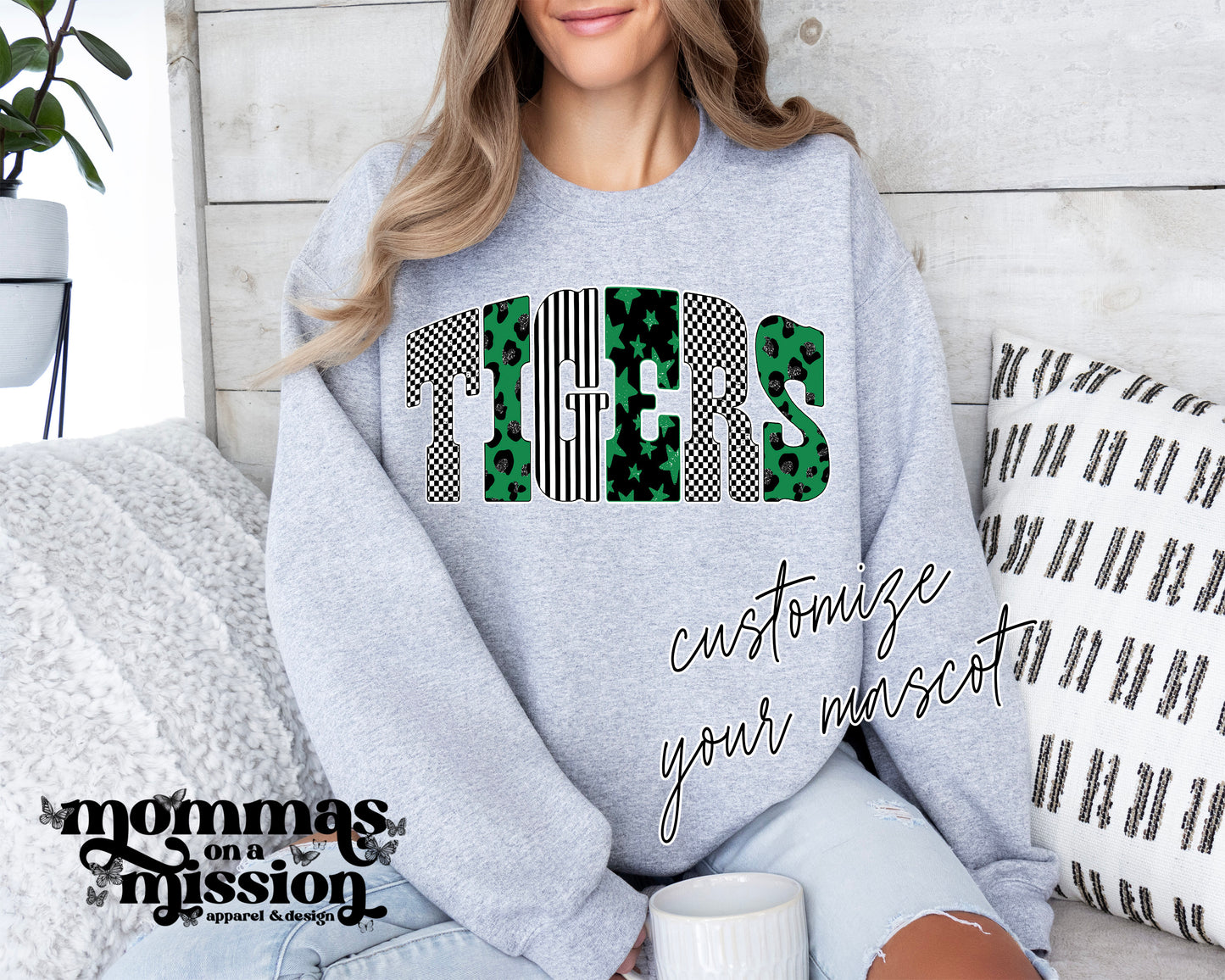 CUSTOM MASCOT retro patterned letters