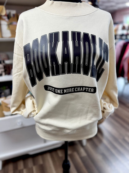 bookaholic mock neck crewneck