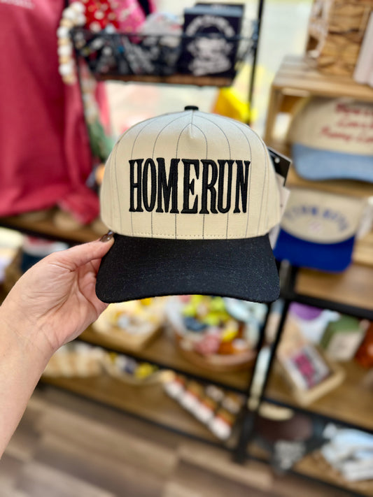 home run black & beige hat