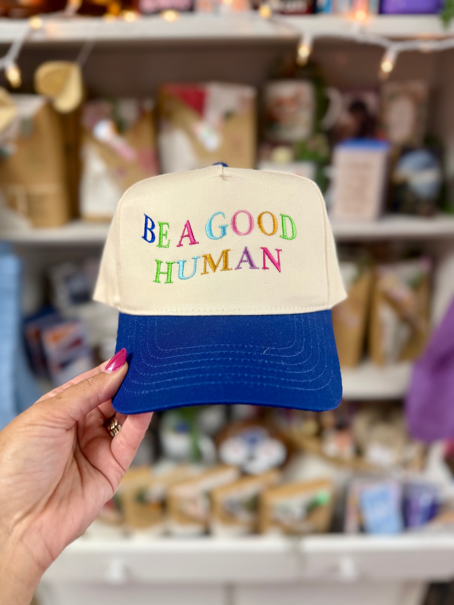 be a good human embroidered hat