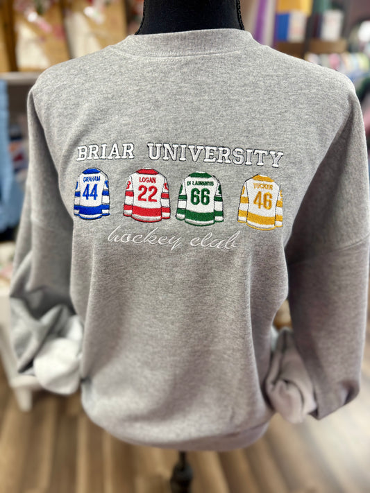 briar university hockey club - embroidered sweatshirt