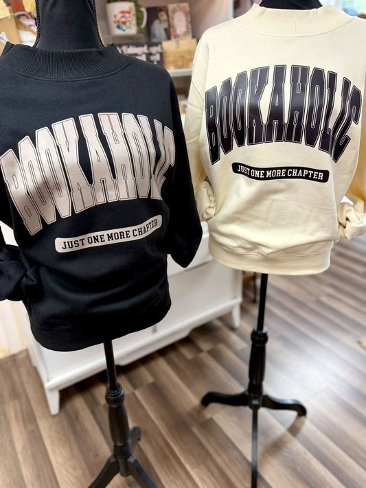 bookaholic mock neck crewneck