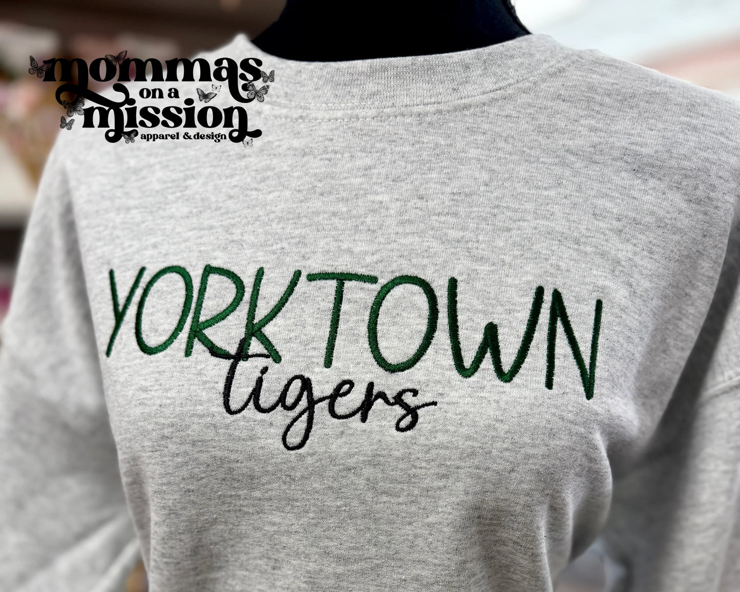 yorktown tigers ash - embroidered sweatshirt