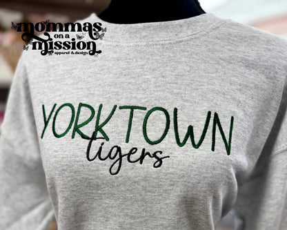 yorktown tigers ash - embroidered sweatshirt