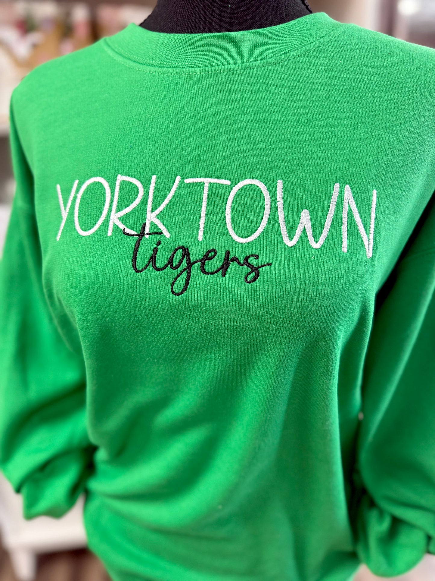 yorktown tigers green - embroidered sweatshirt