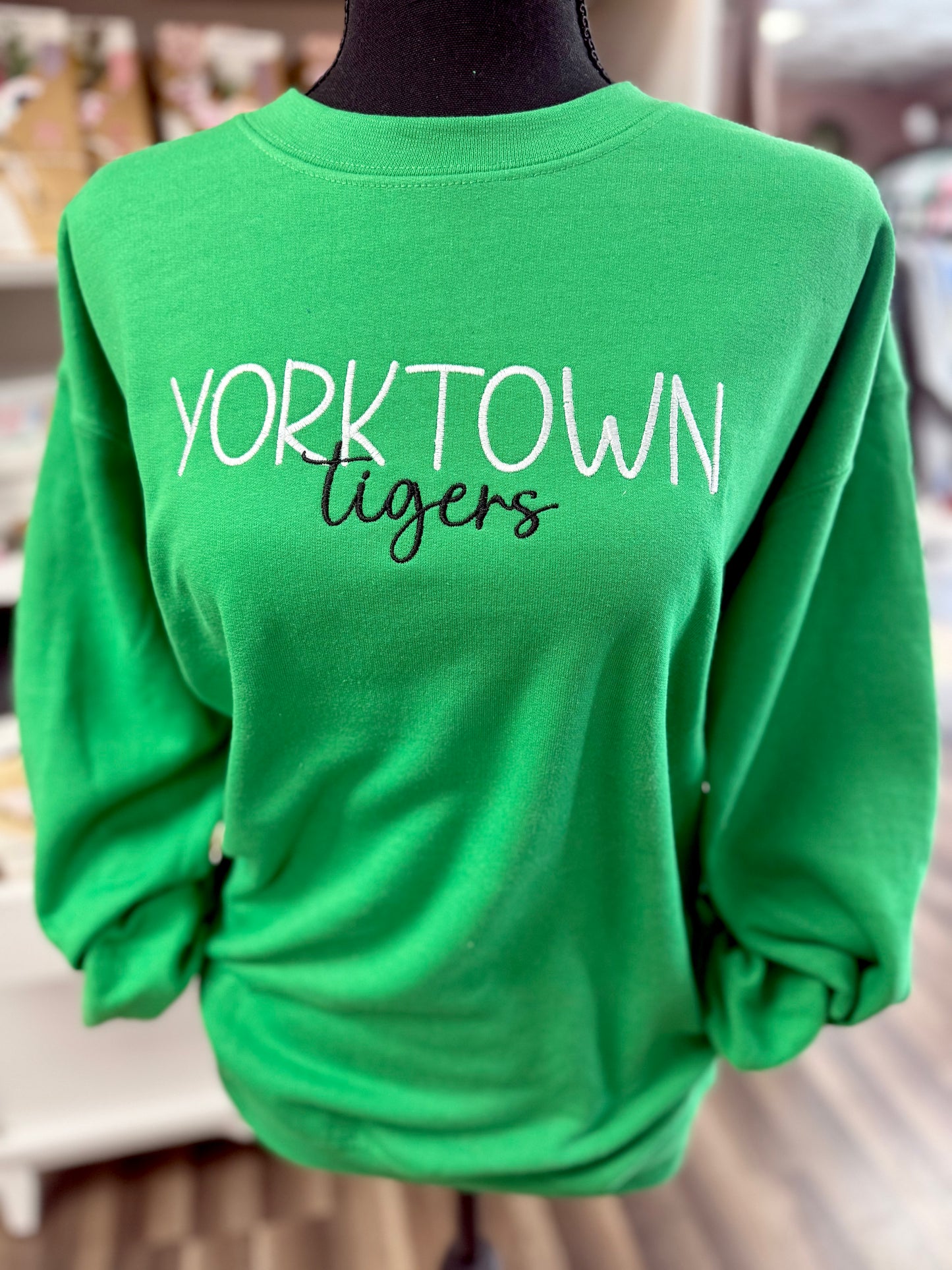 yorktown tigers green - embroidered sweatshirt