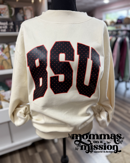 bsu dot mock neck crewneck