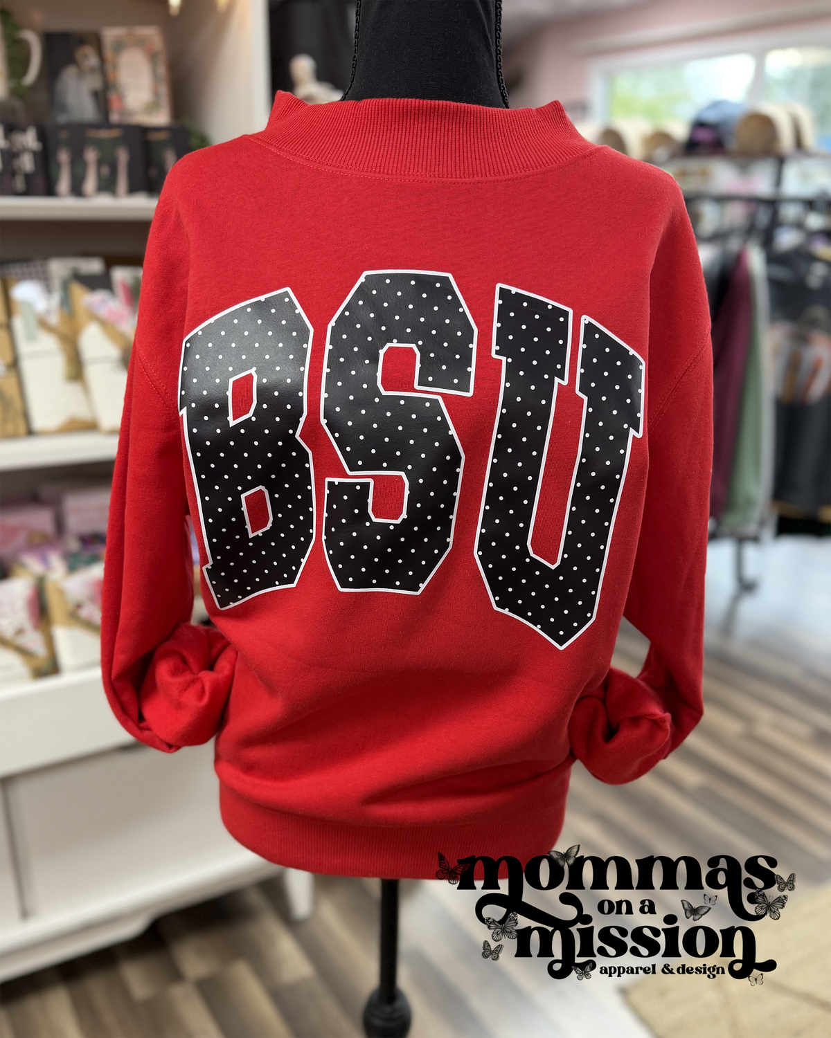 bsu dot mock neck crewneck