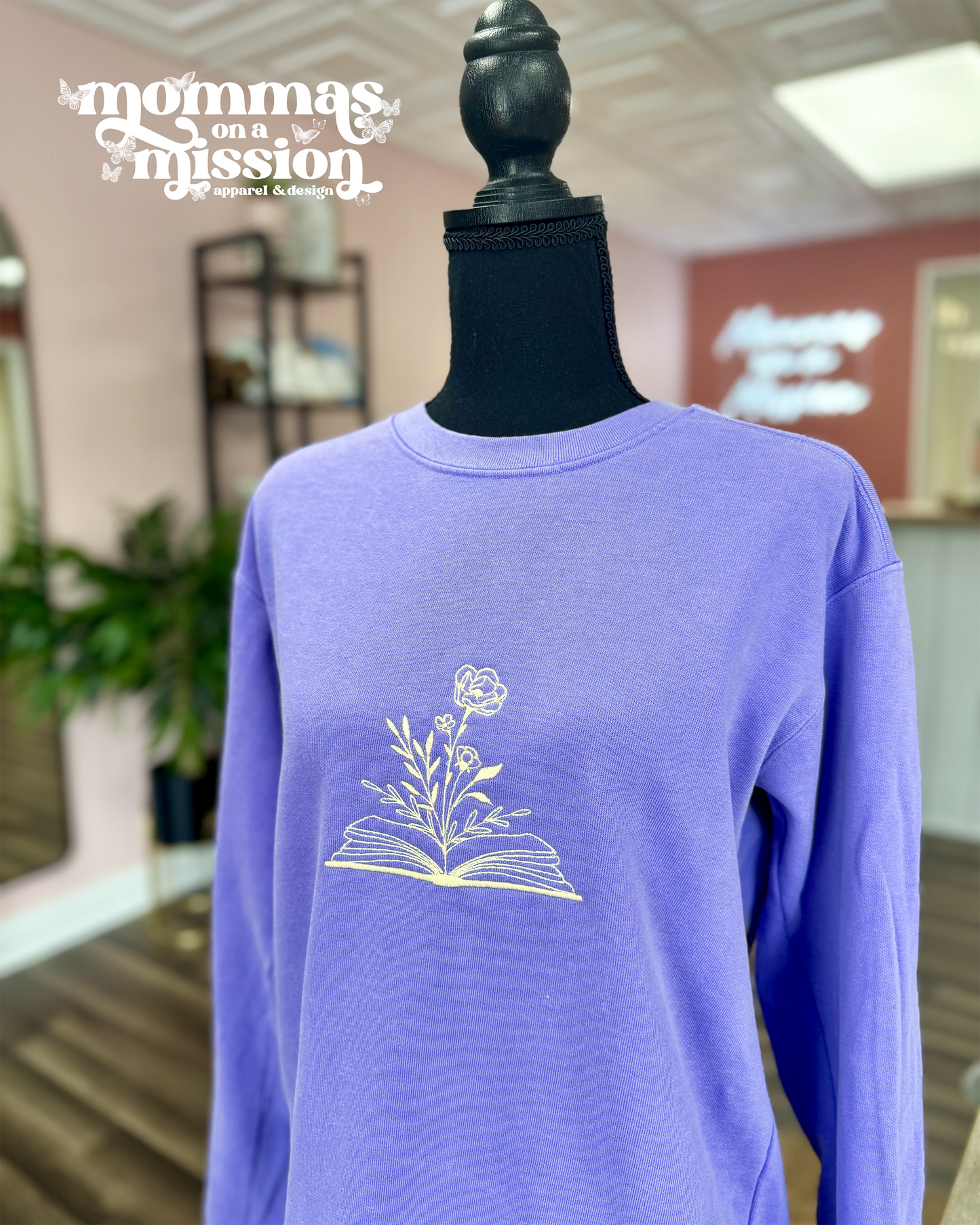 floral book - embroidered sweatshirt