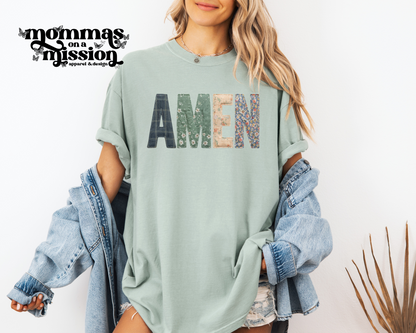 amen floral faux patchwork