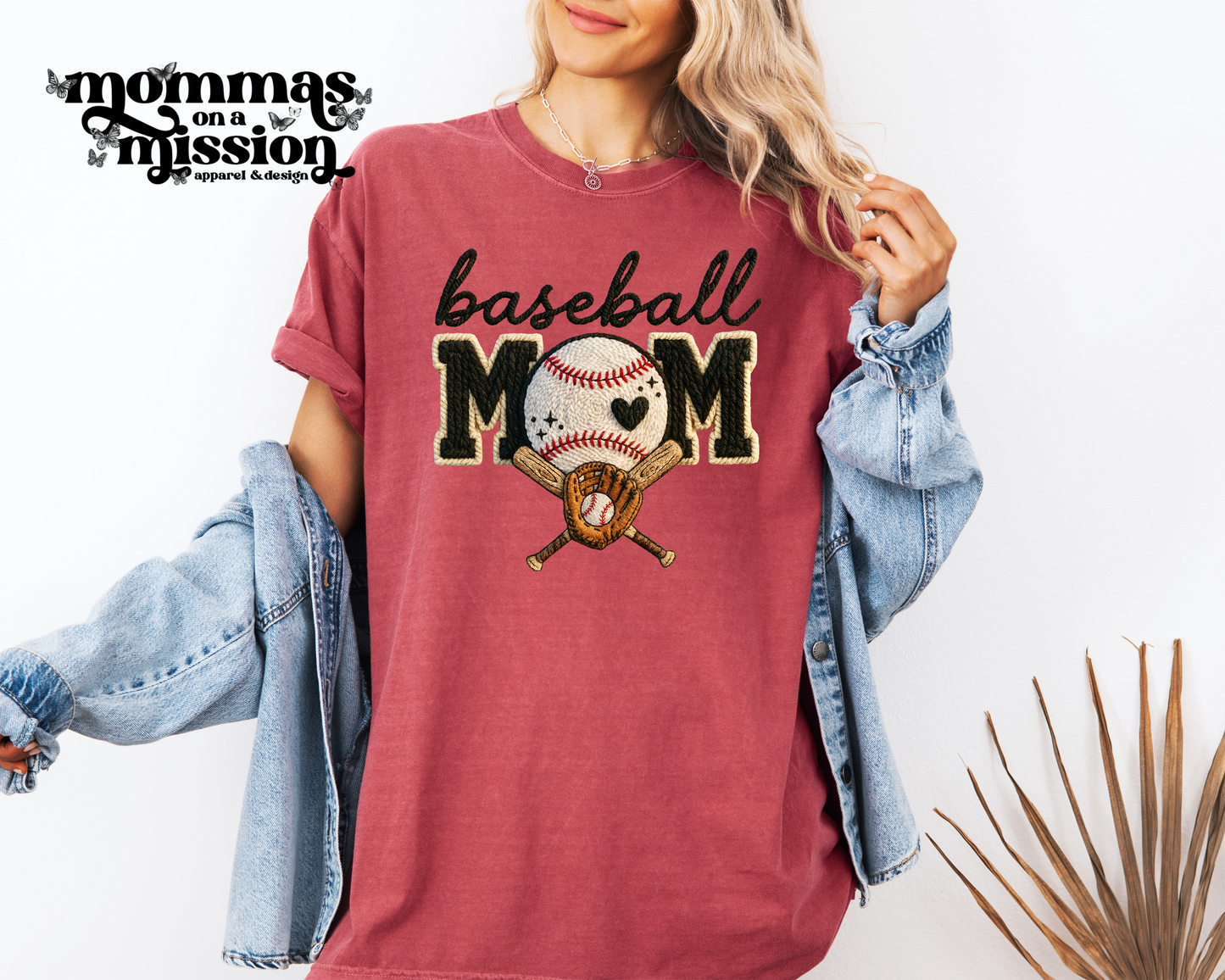baseball mom faux crochet
