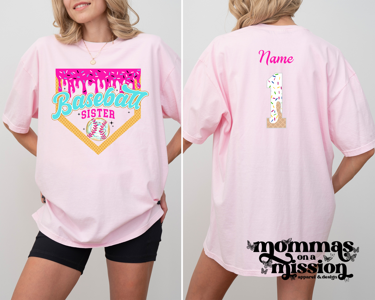 baseball sister drippy/custom name and # (youth)
