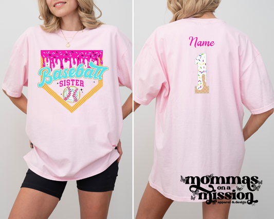 baseball sister drippy/custom name and # (youth)