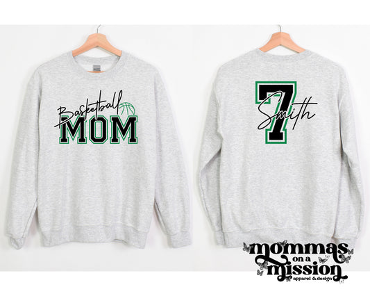 basketball mom with custom name and number on back