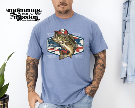 patriotic bass with baseball hat (youth)