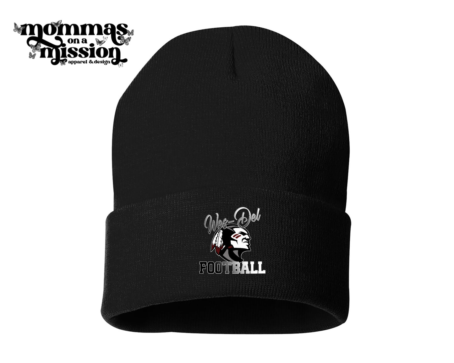 wes-del football beanie (choose your color) - football boosters