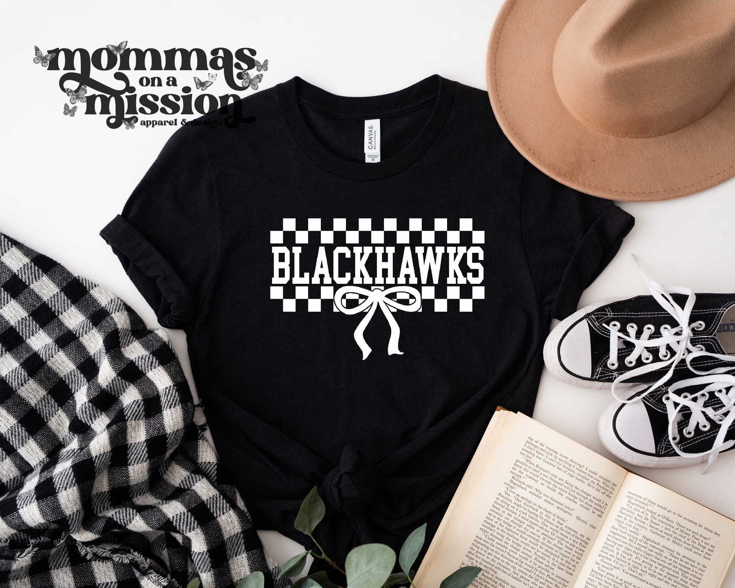 blackhawks checkered bow (youth)