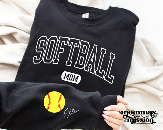softball mom - add name on sleeve