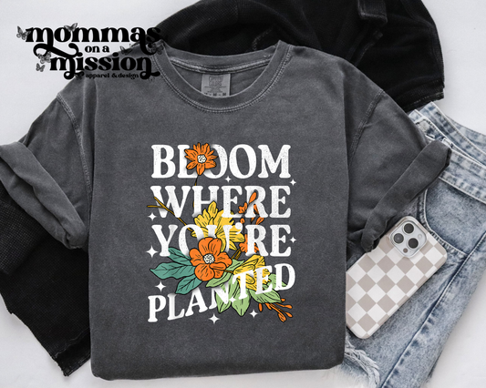 bloom where you are planted orange/yellow floral