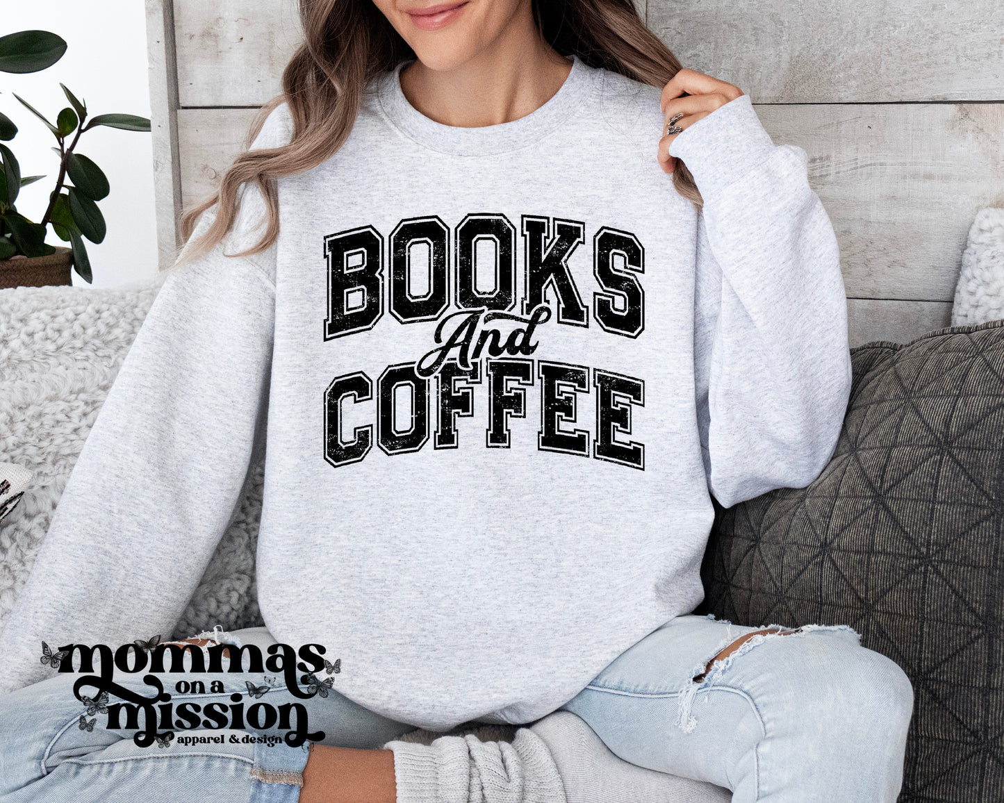 books and coffee varsity lettering