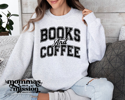 books and coffee varsity lettering