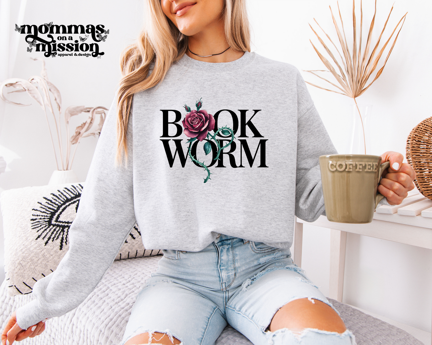 book worm with rose