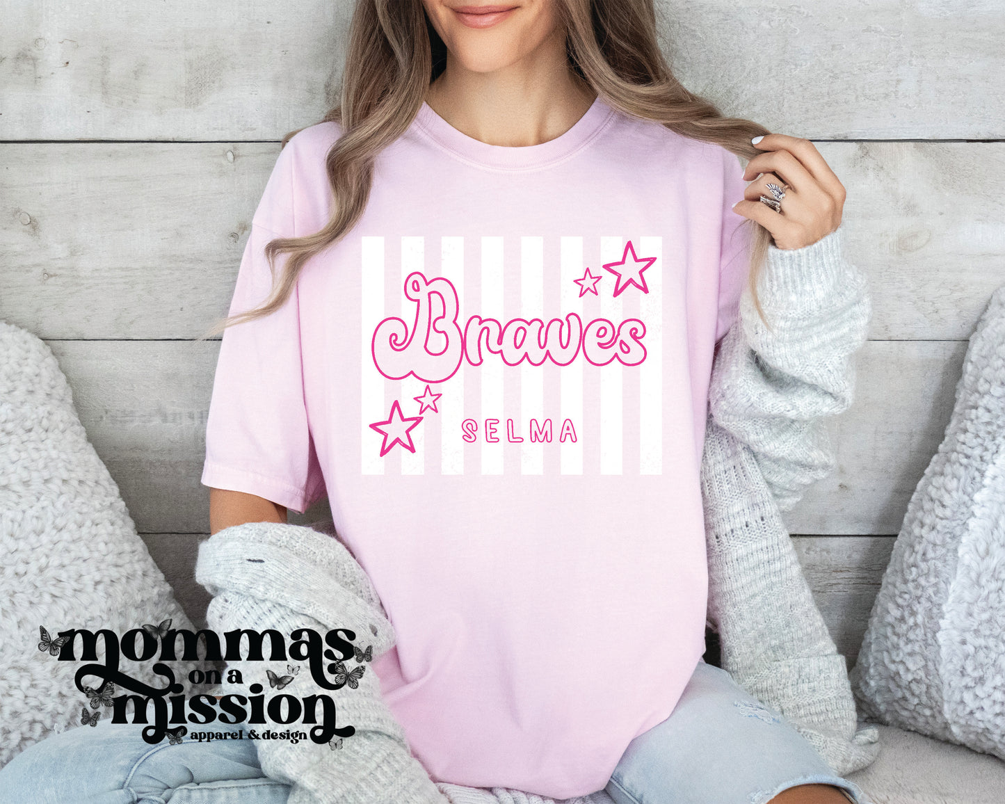 selma braves pink preppy stripes (youth)
