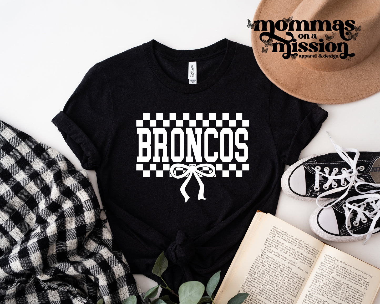 broncos checkered bow