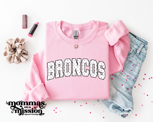 broncos black & white polka dots