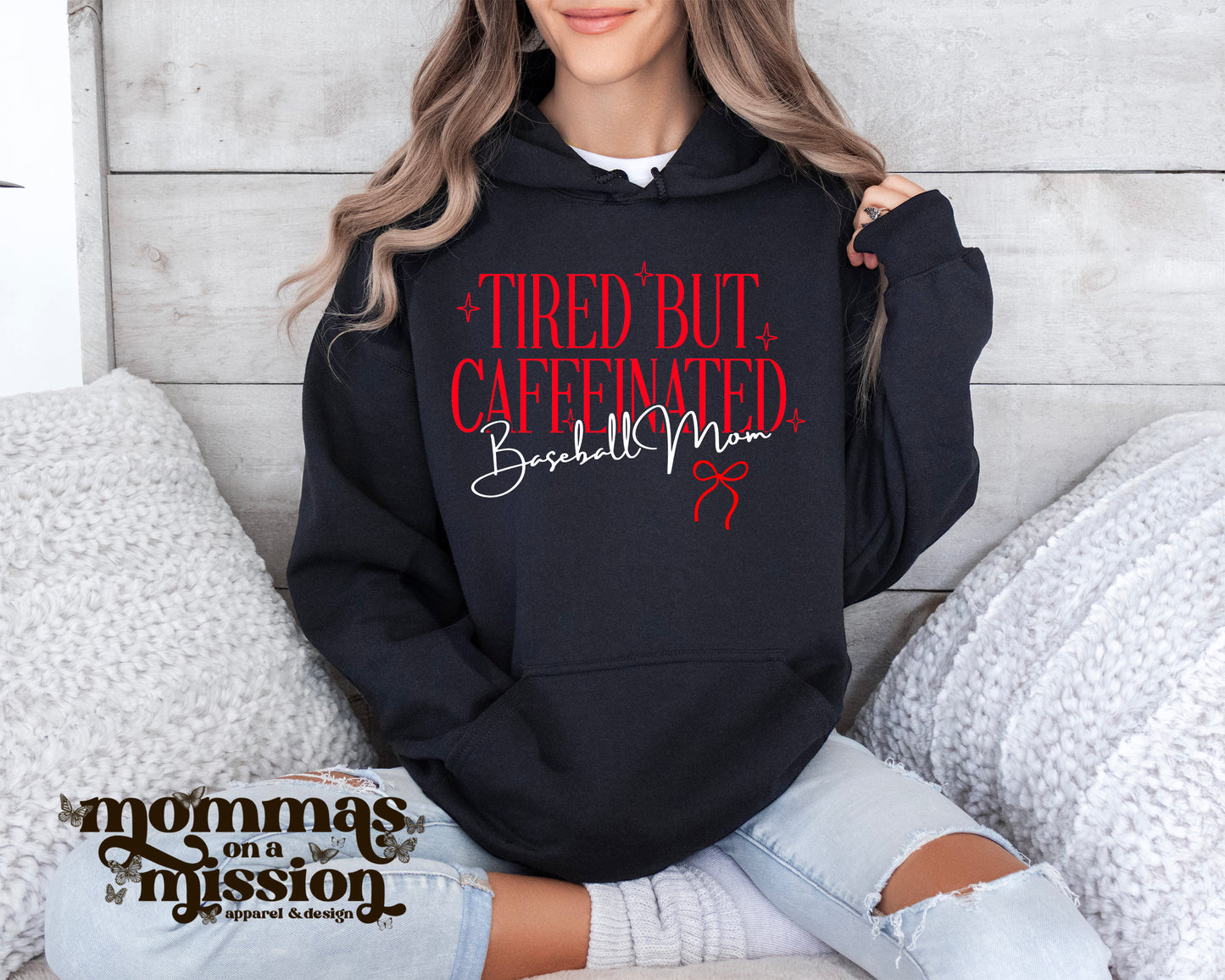 tired but caffeinated baseball mom