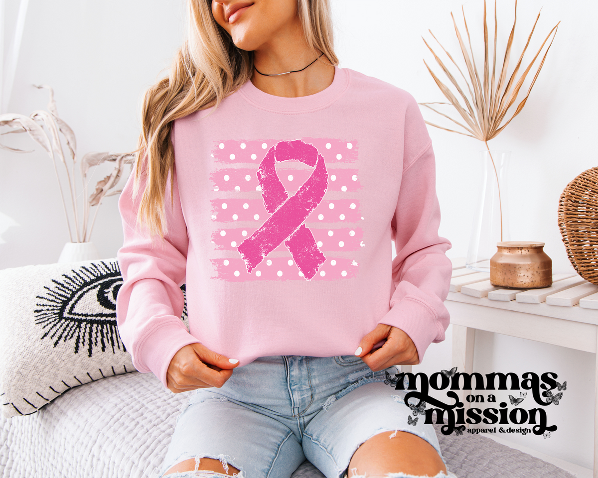 polka dots and breast cancer ribbon