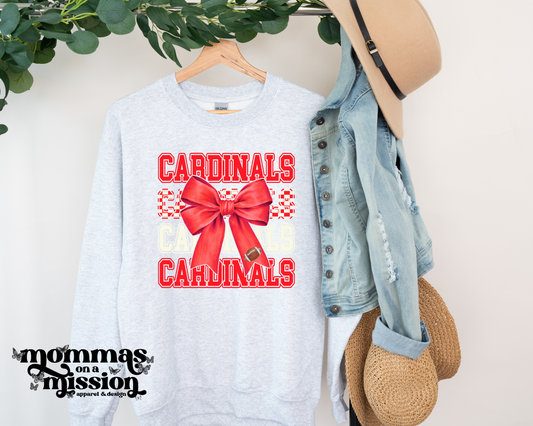 cardinals stacked with football bow