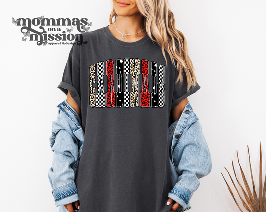 cardinals checkered/leopard letters (youth)
