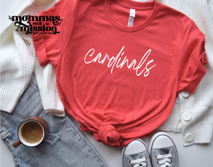 cardinals white cursive