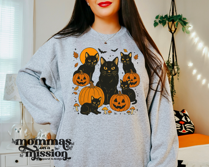 vintage cats and pumpkins