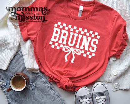 bruins checkered bow (youth)