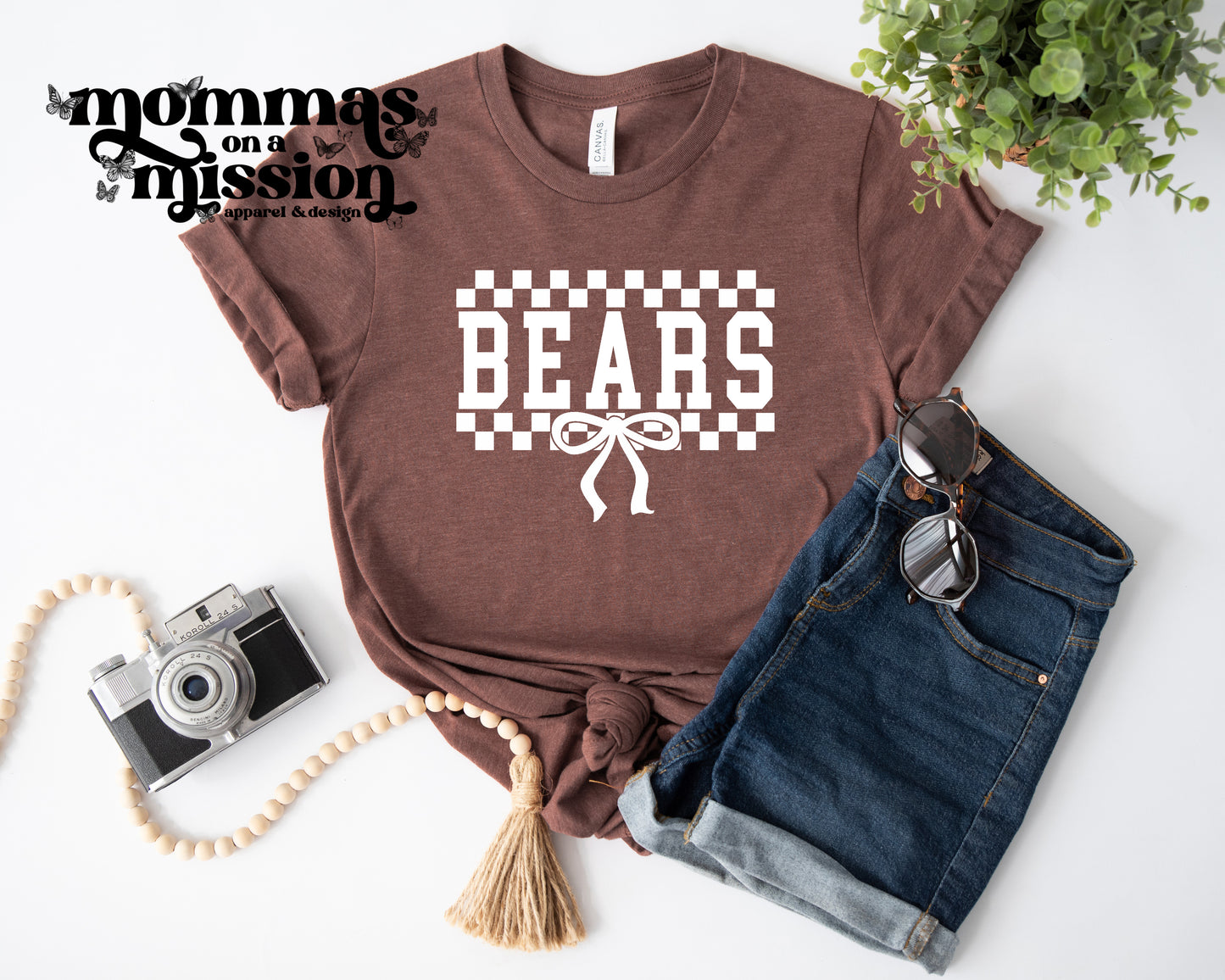 bears checkered bow